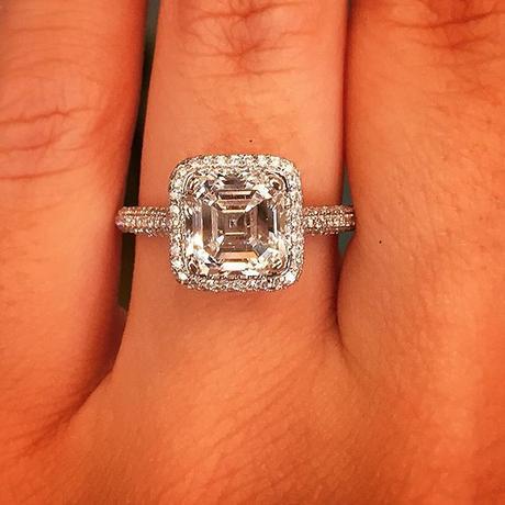 Asscher Cut halo engagement ring