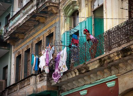 Women on balcony, Havana, Cuba
