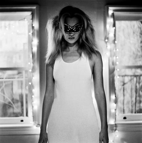 Kate Moss in A Masquerade Ball Mask B&W Photo