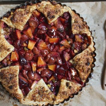 Pistachio Crusted Stone Fruit Tart