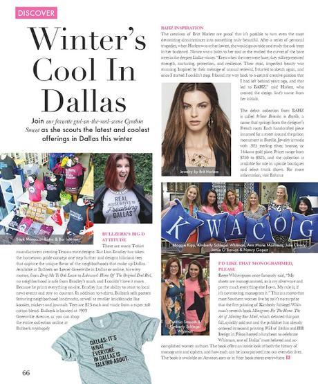 The Society Diaries (Jan/Feb 2016) Spotlights Real Housewives of Dallas tees, bling from BAHZ and Monograms For The Home