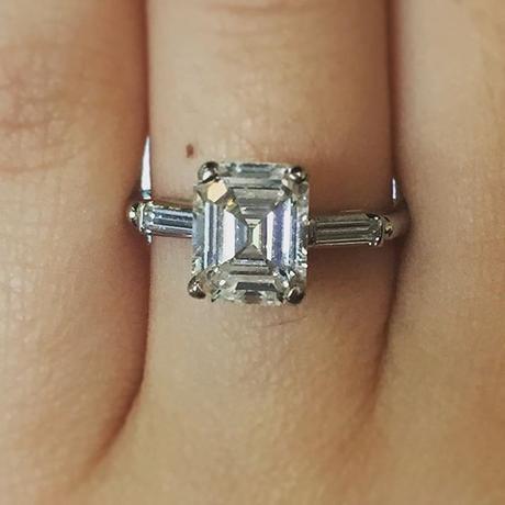 Emerald cut diamond engagement ring