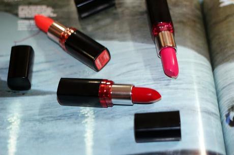 Maybelline Colorshow Lipsticks in Red Rush, Orange Icon and Fuchsia Flare (Photos)