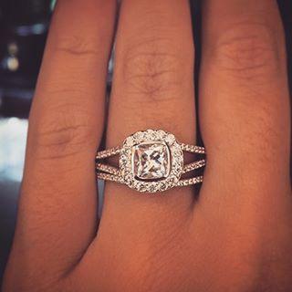 Aever & Ever cushion cut halo engagement ring