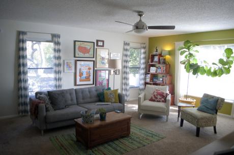 Our first coffee table was an old cedar chest that was a little too small for the room. 