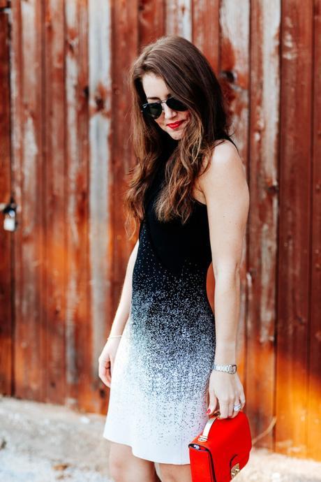 Amy Havins is ready for New Years eve in her Shoshanna dress.