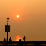 A golden sunrise over the sea