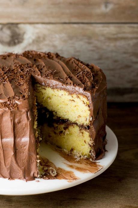 Yellow Cake with Fudge Frosting