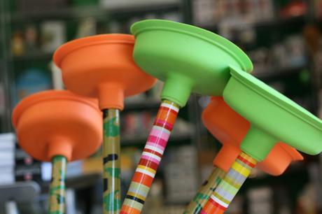 fun toilet plungers at annie's blue ribbon general store basic toolkit bathroom repair maintenance DIY essential simple plumbing clogged tool toilet how to remove clog unclog