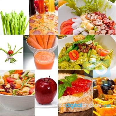 Healthy Vegetarian Vegan Food Collage Stock Photo