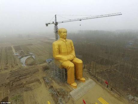 painted gold statue of Mao Zedong sits at Henan  ~  statues of Marina beach !!