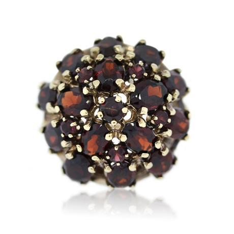 14k Yellow Gold Garnet Cluster Ring