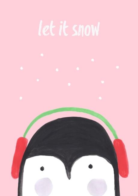 Let It Snow Penguin Illustration Affordable Art