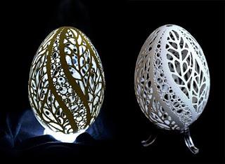 Chinese artist Wen Fuliang of Shaanxi Province - intricate and precious - egg shell carvings.