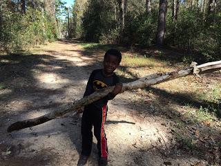 Camping Party of Eight: A Boy and His Log