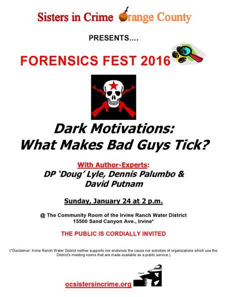 Sisters in Crime Forensics Day Coming 1-24-16