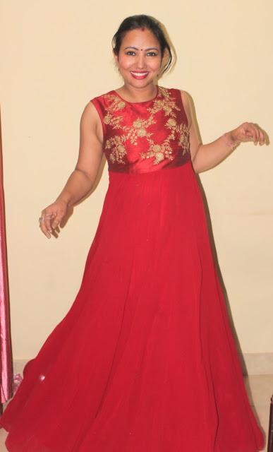 Westside Indo-Western Red Dress With Golden Dupatta From Lajpat Nagar