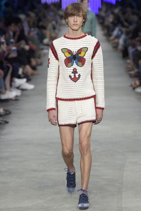 Gucci men's spring 2016 runway. knit shorts