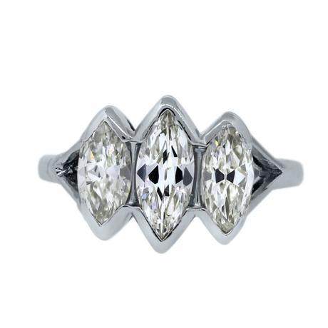 Three stone marquise engagement  ring