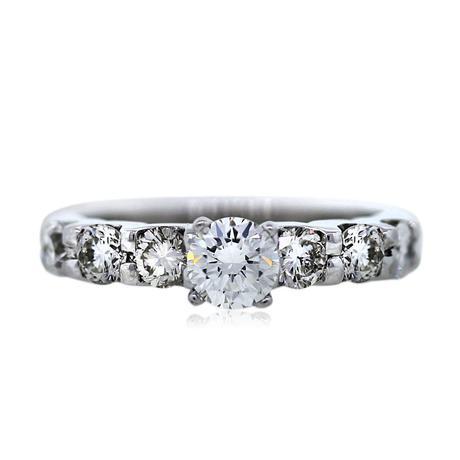 14k White Gold Round Brilliant Diamond Engagement Ring