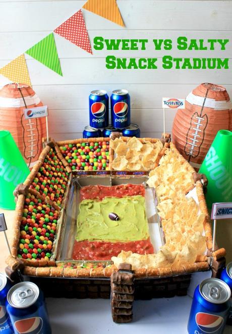 Build your own sweet vs salty snack stadium for your next big game celebration! #GameDayGlory #ad