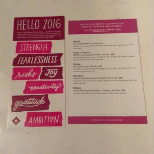 2ND JANUARY 2016 BIRCHBOX REVIEW