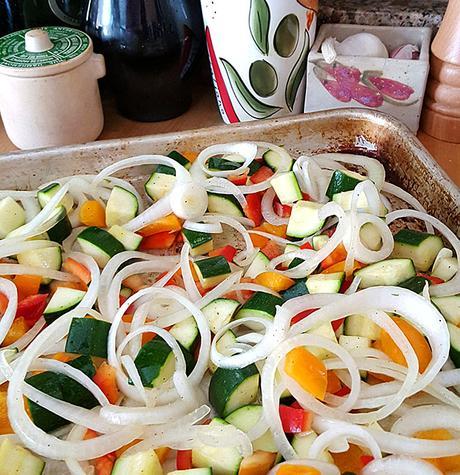 Roasted Vegetable Pasta with Goat Cheese