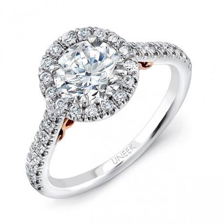 Uneek 14k White & Rose Gold .40ctw Halo Engagement Ring