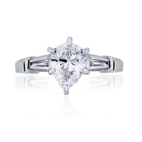 Platinum & 18k Yellow Gold 1.01ct GIA Cert. Pear Shape Diamond Engagement Ring
