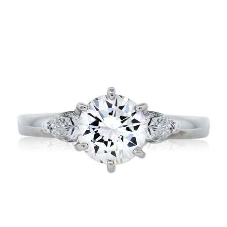 Platinum GIA Certified 0.97ct Round Brilliant Diamond Engagement Ring