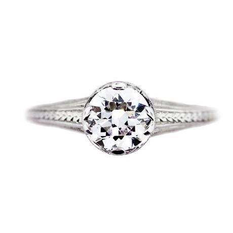 Platinum and Diamond Engagement Ring Round Brilliant Cut 1ct