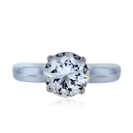 14k White Gold 1.16 Carat Round Diamond Solitaire Engagement Ring