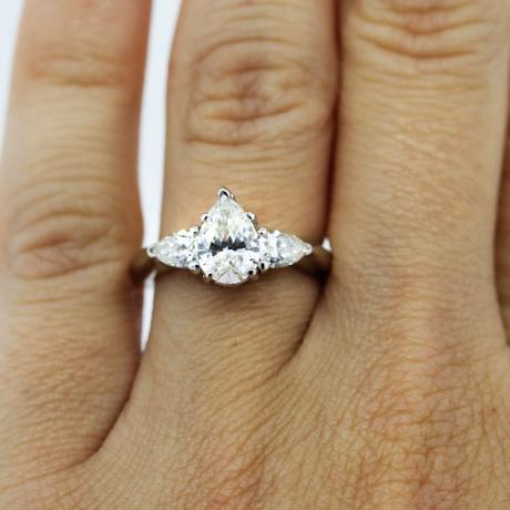 Platinum GIA Certified 0.90ct Pear Shaped Diamond Engagement Ring
