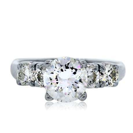 18k White Gold .96 Carat Round Diamond Engagement 