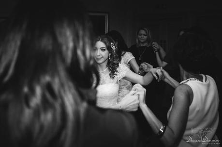 Bride dancing Greek Fusion Wedding at Hendon Hall