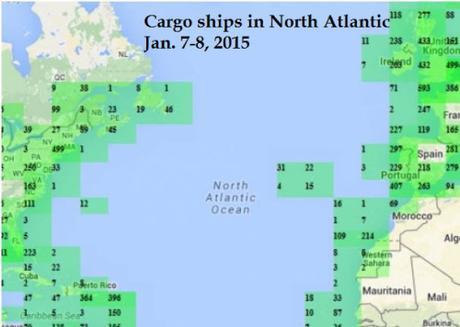 cargo ships in North Atlantic