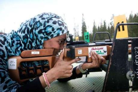 Maria Ibrahim learns how to shoot like a sniper in Sweden