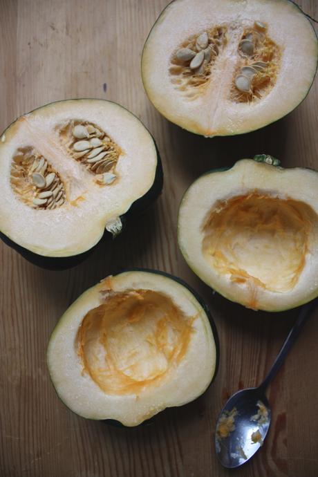 Minimalist Cooking: Curry Spiced Quinoa + Kale Stuffed Acorn Squash