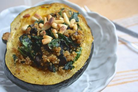 Minimalist Cooking: Curry Spiced Quinoa + Kale Stuffed Acorn Squash
