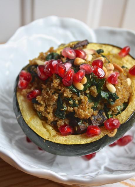 Minimalist Cooking: Curry Spiced Quinoa + Kale Stuffed Acorn Squash