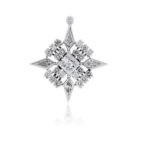 Platinum 2.57ctw Diamond Star Burst Vintage Pendant 