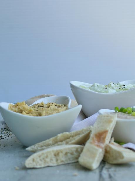 A Trio of Summer Spreads - Hummus, Tzatziki, Tuna Pâté