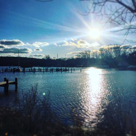 Playing with Photography and Memories Winter sun over the Severn River.