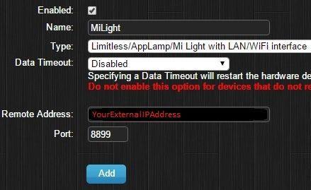 Domoticz - Add Milight hardware