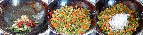 Preparation of beans carrot poriyal