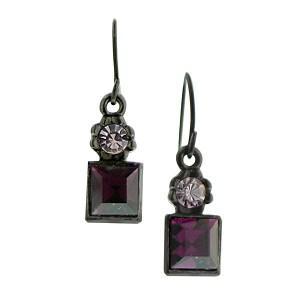 purple square drop earrings