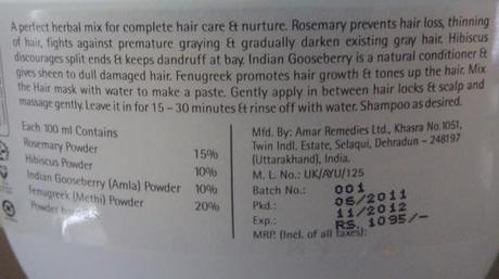 Nature's Co. Rosemary Hibiscus Hair Mask Review