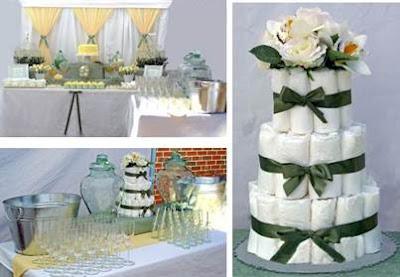 Sage green, lemon and white baby shower