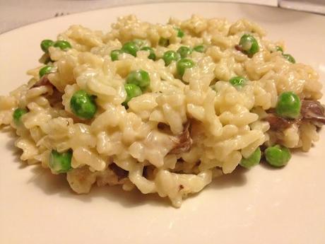 risotto with mushrooms and peas.