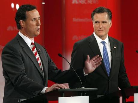 Former Pennsylvania senator Rick Santorum, left, failed to submit a sufficient number of signatures in one of Indiana's nine districts. The co-chairman of former Massachusetts governor Mitt Romney's presidential campaign in the Hoosier State will be one of the officials who has to decide whether Mr. Santorum's name should remain on the ballot. Photo: Paul Sancya / AP.